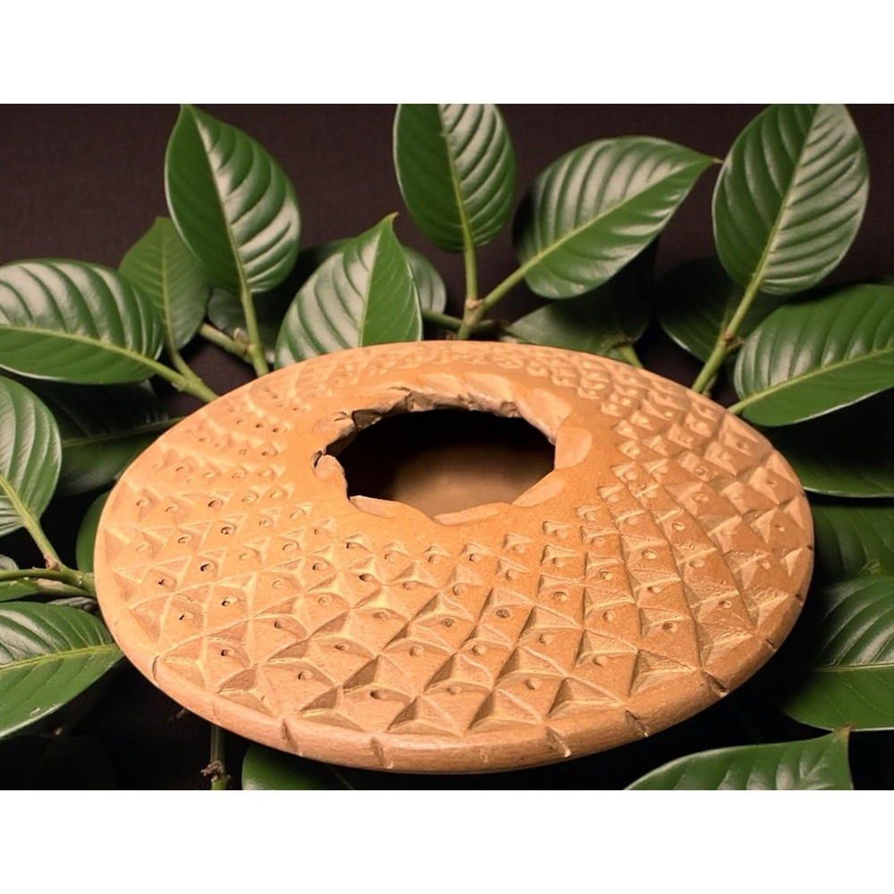 Mata Ortiz Pottery Lucia Quezada Brown Clay Flying Saucer Seed Pot Mexican Art